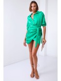 Rochie camasa cu fata legata, verde FG642 - Magazin online - Boutique